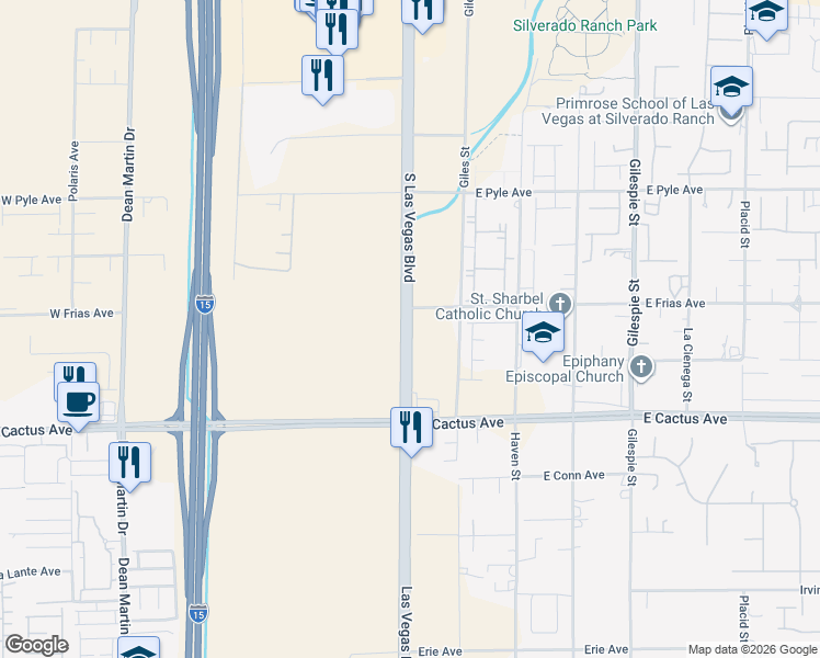 map of restaurants, bars, coffee shops, grocery stores, and more near in Las Vegas