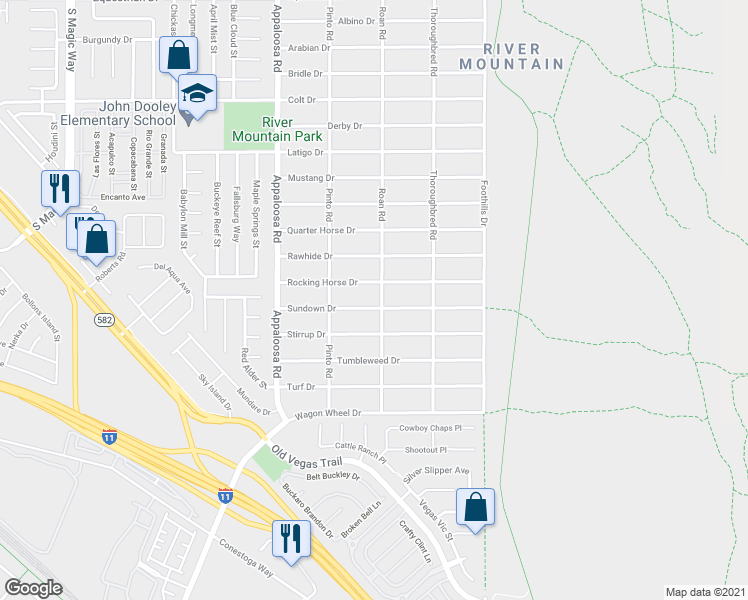 map of restaurants, bars, coffee shops, grocery stores, and more near 1590 Sundown Drive in Henderson