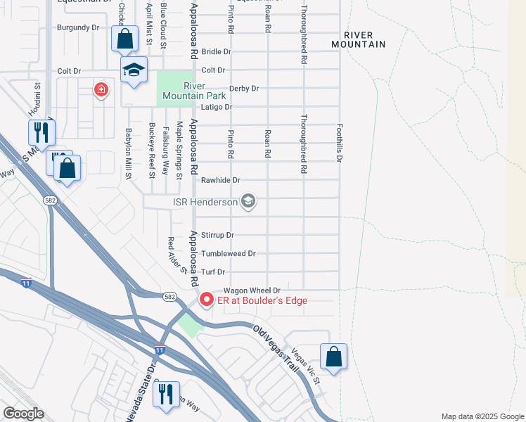 map of restaurants, bars, coffee shops, grocery stores, and more near 1590 Sundown Drive in Henderson
