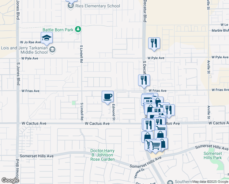 map of restaurants, bars, coffee shops, grocery stores, and more near 10339 South Hardy Falls Street in Las Vegas