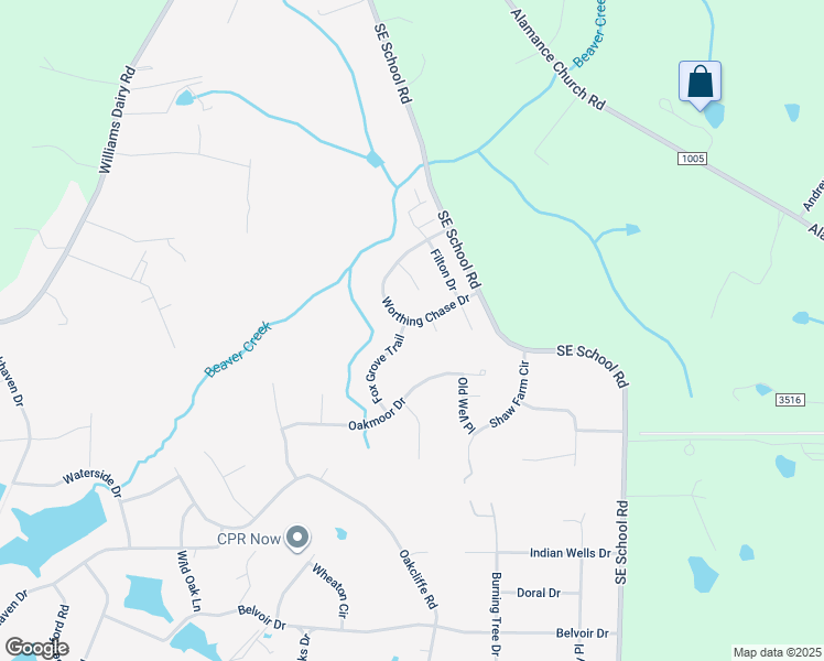 map of restaurants, bars, coffee shops, grocery stores, and more near 3901 Fox Grove Trail in Greensboro