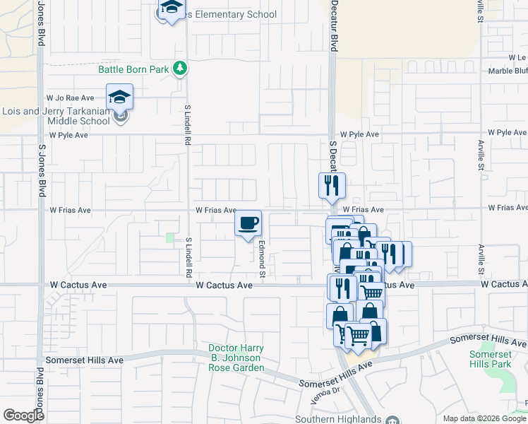 map of restaurants, bars, coffee shops, grocery stores, and more near 10317 Mystic Falls Drive in Las Vegas