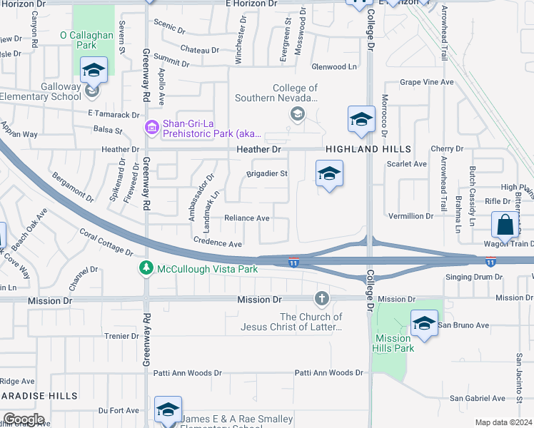 map of restaurants, bars, coffee shops, grocery stores, and more near 546 Reliance Avenue in Henderson