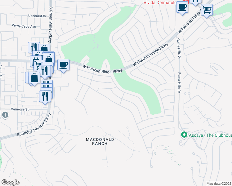 map of restaurants, bars, coffee shops, grocery stores, and more near 2144 Desert Woods Drive in Henderson