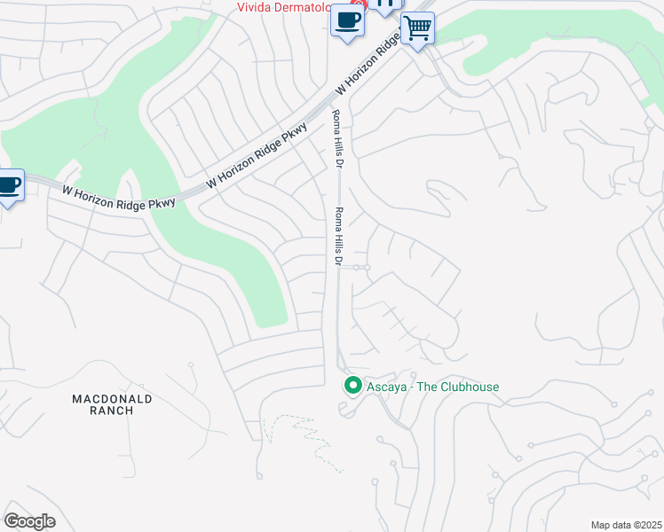 map of restaurants, bars, coffee shops, grocery stores, and more near 1888 High Mesa Drive in Henderson
