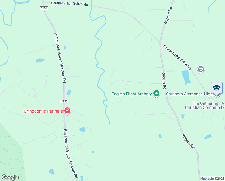 map of restaurants, bars, coffee shops, grocery stores, and more near 1310 Ravenwood Drive in Graham