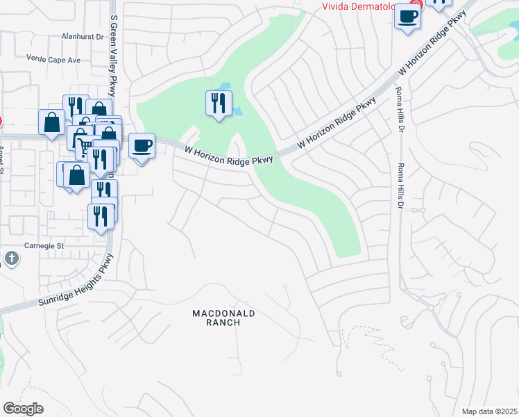 map of restaurants, bars, coffee shops, grocery stores, and more near 2144 Desert Woods Drive in Henderson