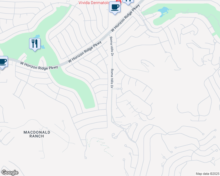 map of restaurants, bars, coffee shops, grocery stores, and more near 1888 High Mesa Drive in Henderson