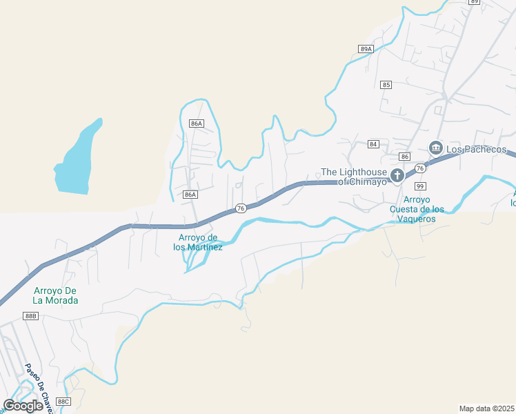 map of restaurants, bars, coffee shops, grocery stores, and more near 547 New Mexico 76 in Santa Cruz