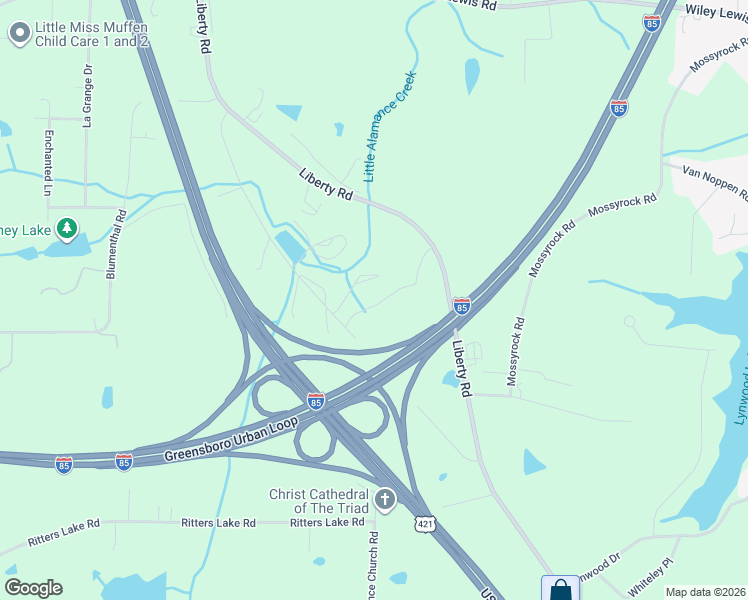 map of restaurants, bars, coffee shops, grocery stores, and more near 4309 Liberty Road in Greensboro