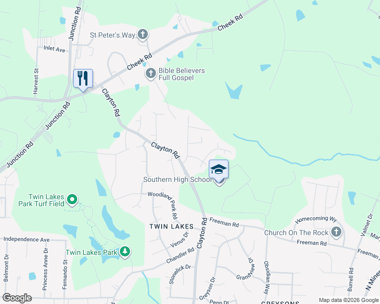 map of restaurants, bars, coffee shops, grocery stores, and more near 8 Fircrest Court in Durham