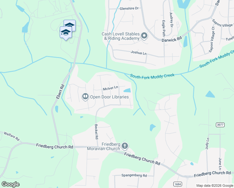 map of restaurants, bars, coffee shops, grocery stores, and more near 205 Cloverfield Court in Winston-Salem
