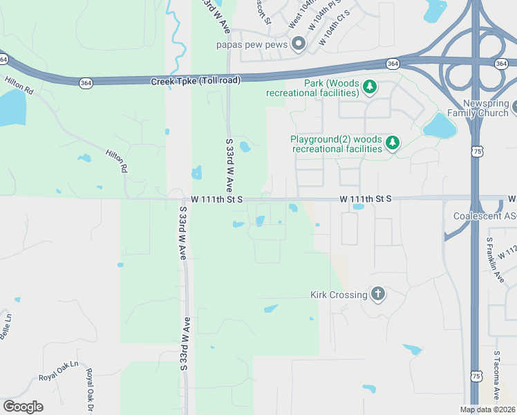 map of restaurants, bars, coffee shops, grocery stores, and more near 3215 West 111th Street South in Sapulpa