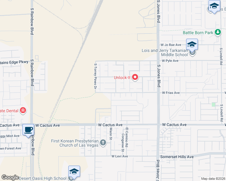 map of restaurants, bars, coffee shops, grocery stores, and more near 10268 Purple Primrose Drive in Las Vegas