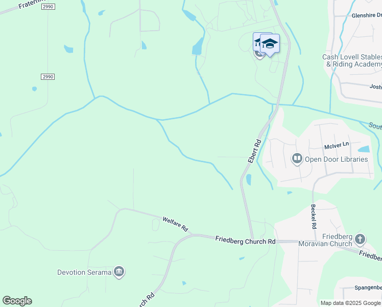 map of restaurants, bars, coffee shops, grocery stores, and more near 4860 Ebert Road in Winston-Salem