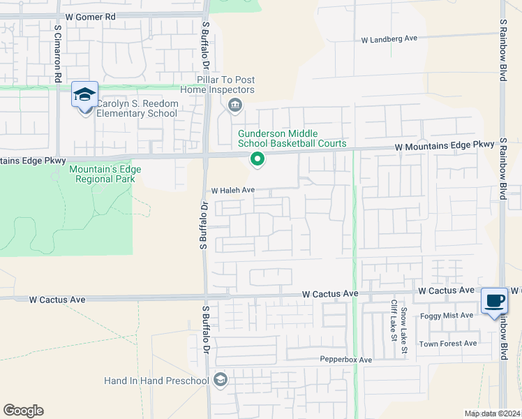 map of restaurants, bars, coffee shops, grocery stores, and more near 7652 Brisk Ocean Avenue in Las Vegas