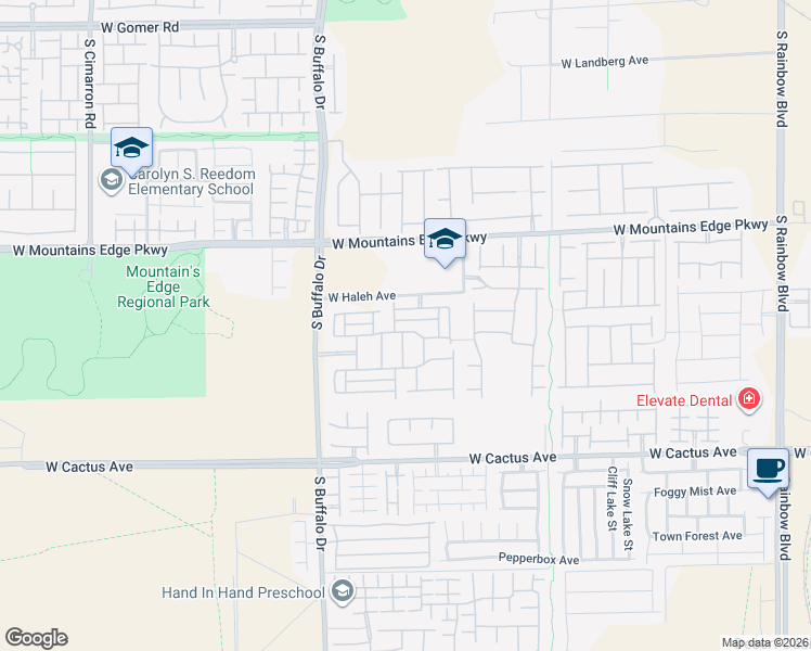 map of restaurants, bars, coffee shops, grocery stores, and more near 7652 Brisk Ocean Avenue in Las Vegas