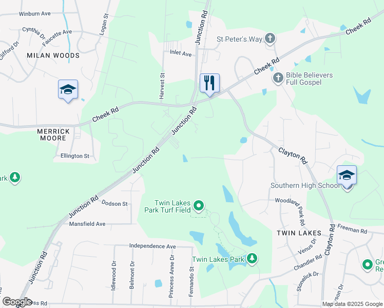 map of restaurants, bars, coffee shops, grocery stores, and more near 2903 Ginger Hill Lane in Durham