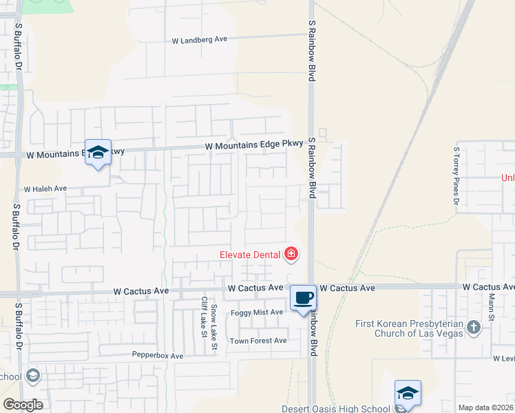 map of restaurants, bars, coffee shops, grocery stores, and more near 7023 Amapa Road in Las Vegas