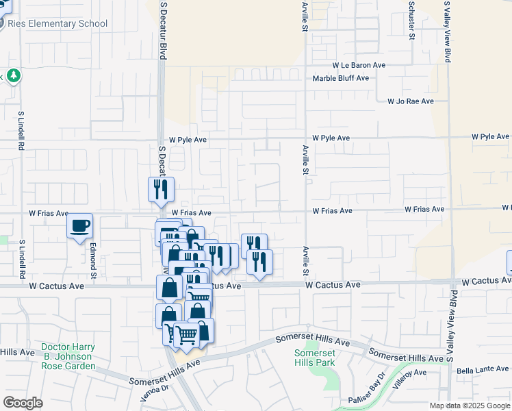 map of restaurants, bars, coffee shops, grocery stores, and more near 10277 Havasu Falls Street in Las Vegas