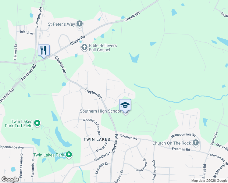 map of restaurants, bars, coffee shops, grocery stores, and more near 8 Fircrest Court in Durham