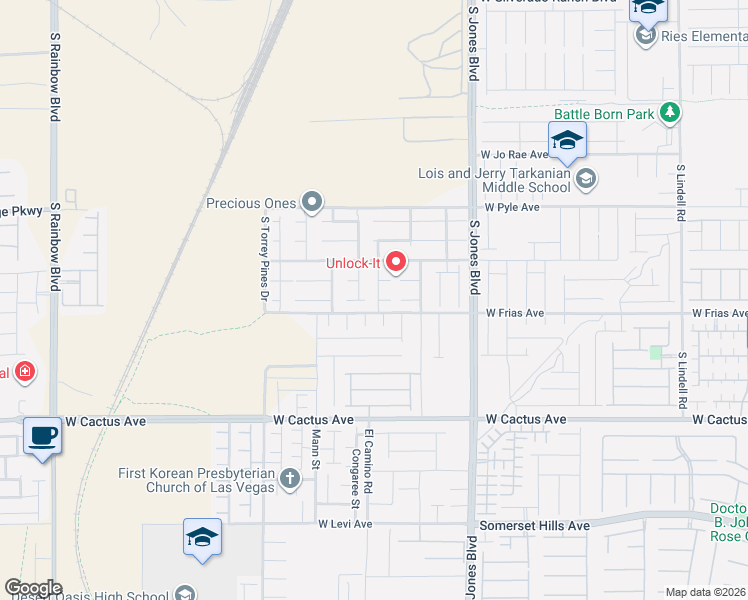 map of restaurants, bars, coffee shops, grocery stores, and more near 10263 Burning Bush Street in Las Vegas