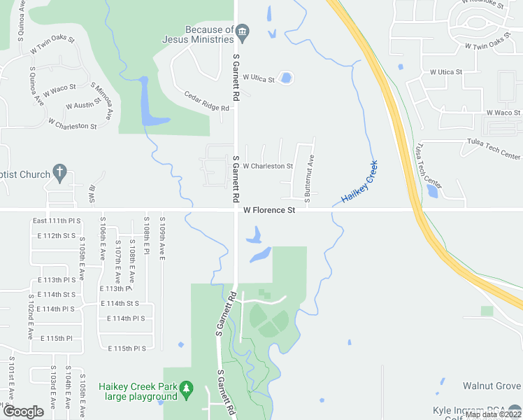 map of restaurants, bars, coffee shops, grocery stores, and more near 7287 East 111th Street South in Broken Arrow
