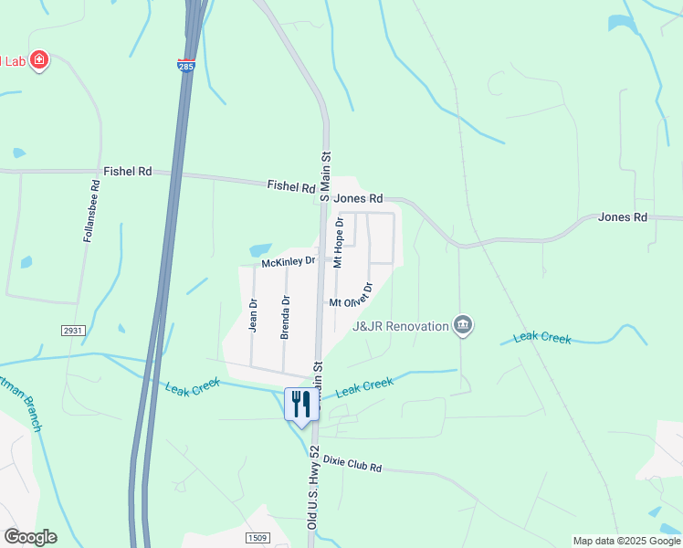 map of restaurants, bars, coffee shops, grocery stores, and more near 5215 Mount Hope Drive in Winston-Salem