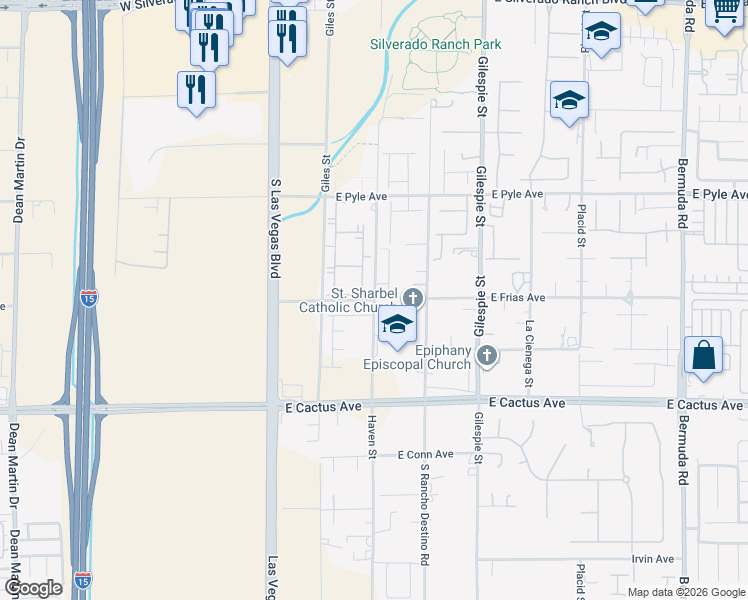 map of restaurants, bars, coffee shops, grocery stores, and more near 10301 Haven Street in Las Vegas