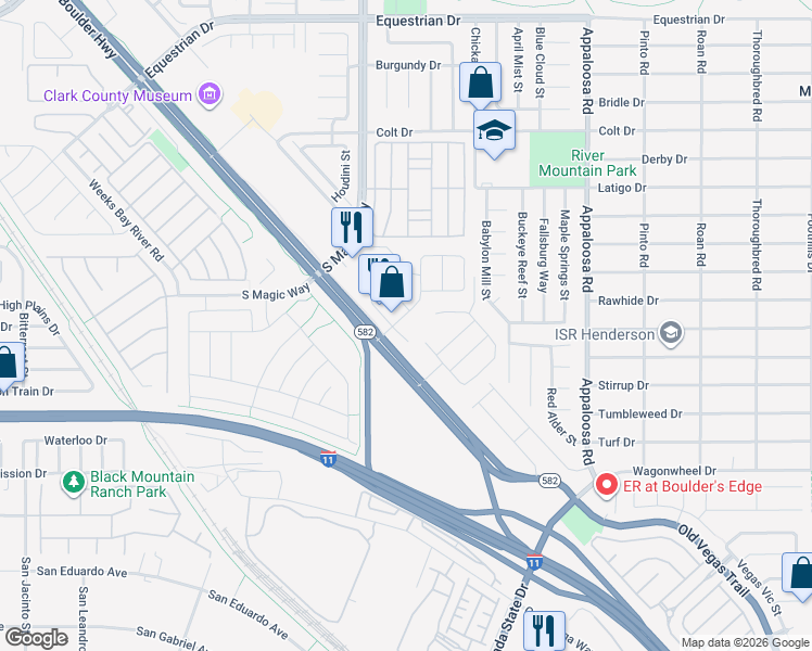 map of restaurants, bars, coffee shops, grocery stores, and more near 2130 South Boulder Highway in Henderson