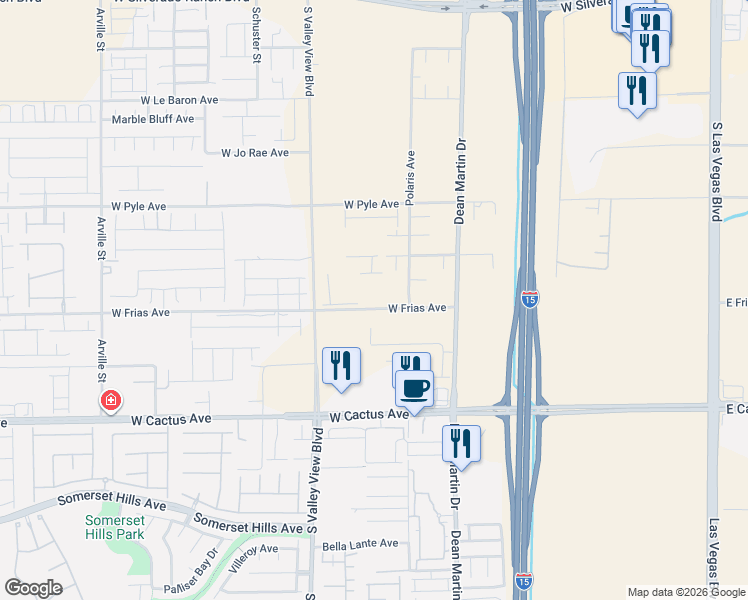 map of restaurants, bars, coffee shops, grocery stores, and more near 3445 West Haleh Avenue in Las Vegas