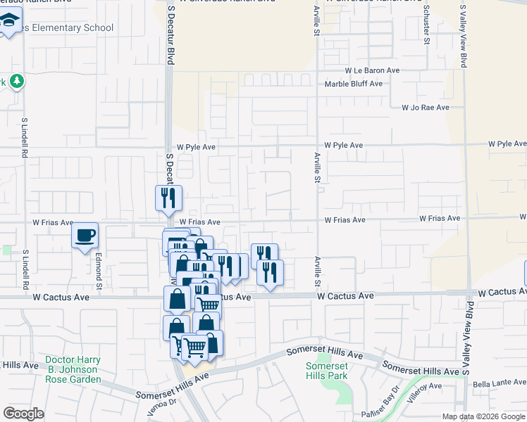 map of restaurants, bars, coffee shops, grocery stores, and more near 10262 Havasu Falls Street in Las Vegas