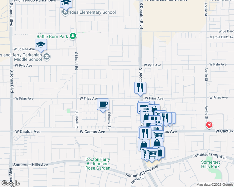 map of restaurants, bars, coffee shops, grocery stores, and more near 5099 Gibson Falls Court in Las Vegas