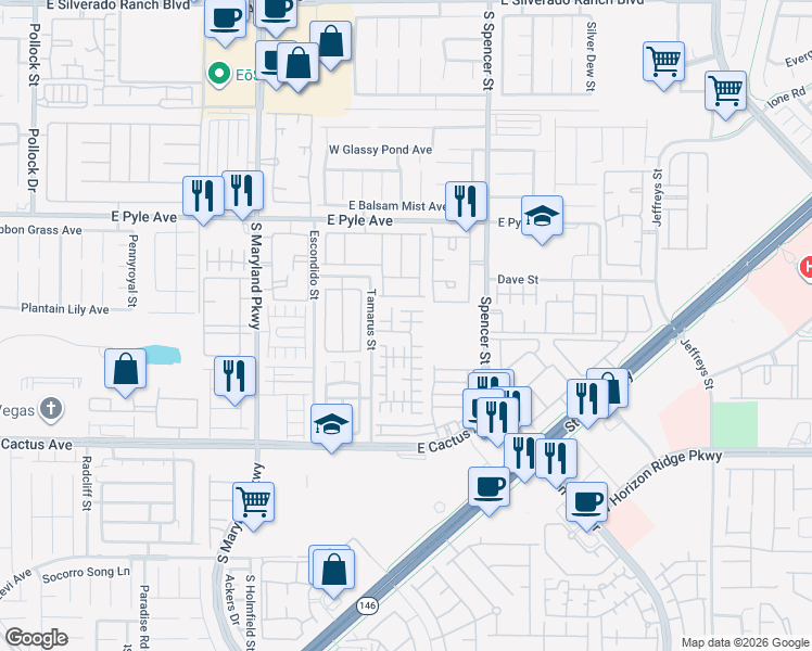 map of restaurants, bars, coffee shops, grocery stores, and more near 10299 Cherry Brook Street in Las Vegas