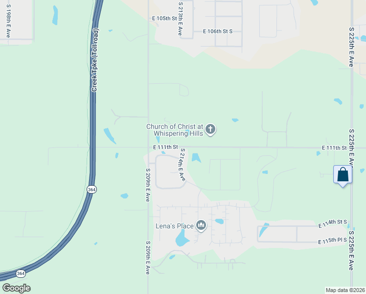 map of restaurants, bars, coffee shops, grocery stores, and more near 21080 East 111th Street South in Broken Arrow