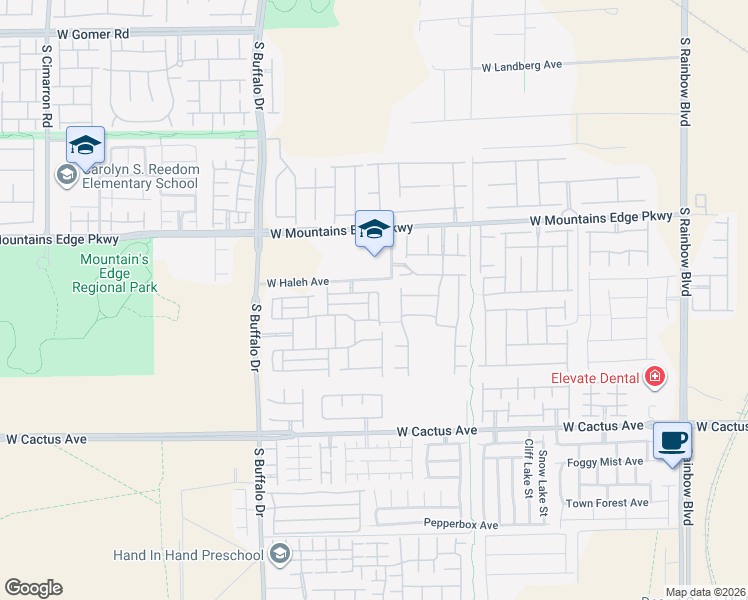 map of restaurants, bars, coffee shops, grocery stores, and more near 10233 Cool Mist Street in Las Vegas