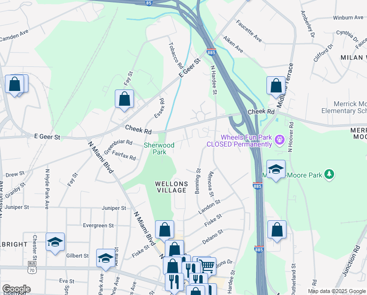 map of restaurants, bars, coffee shops, grocery stores, and more near 100 Tobler Court in Durham