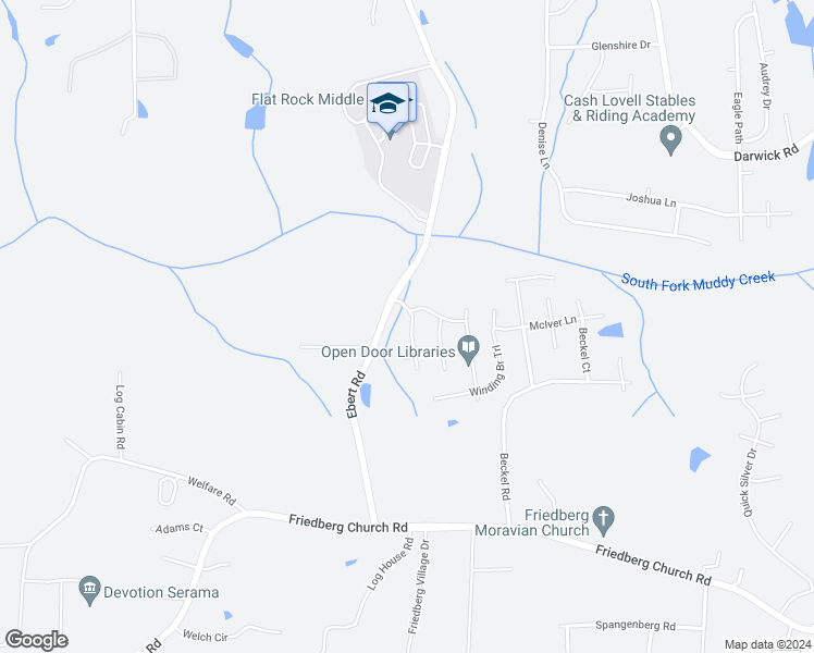map of restaurants, bars, coffee shops, grocery stores, and more near 4726 Farm Bell Court in Winston-Salem