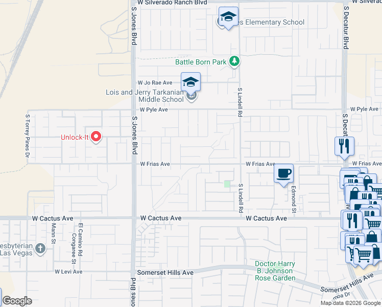 map of restaurants, bars, coffee shops, grocery stores, and more near 5774 Aurora Gale Court in Las Vegas