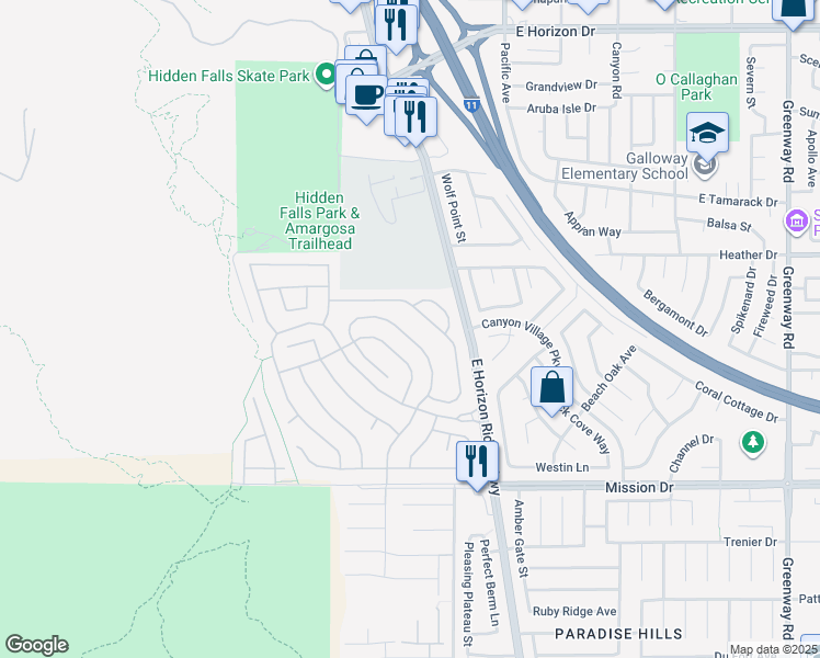 map of restaurants, bars, coffee shops, grocery stores, and more near 734 Vortex Ave in Henderson