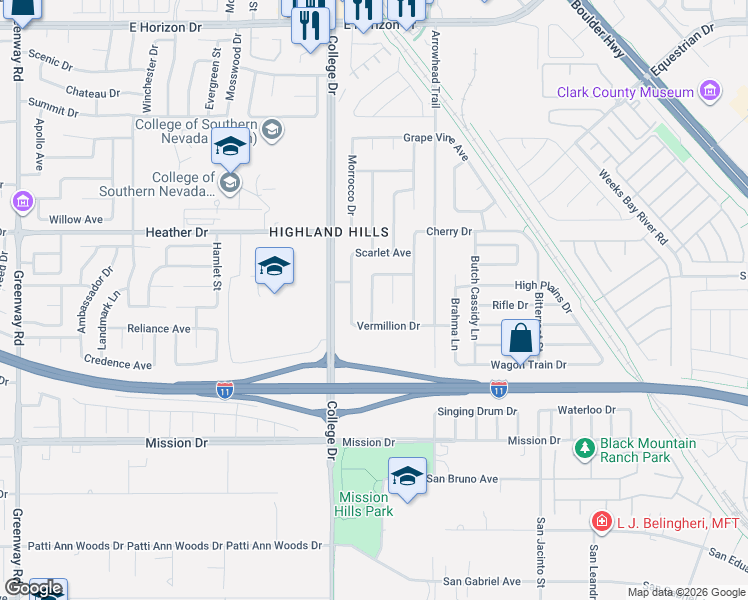 map of restaurants, bars, coffee shops, grocery stores, and more near 827 Shoreview Drive in Henderson