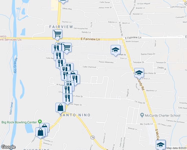 map of restaurants, bars, coffee shops, grocery stores, and more near 812 Ash Loop in Española