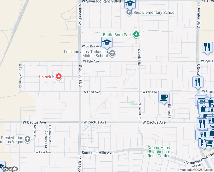 map of restaurants, bars, coffee shops, grocery stores, and more near 5822 Aurora Gale Court in Las Vegas