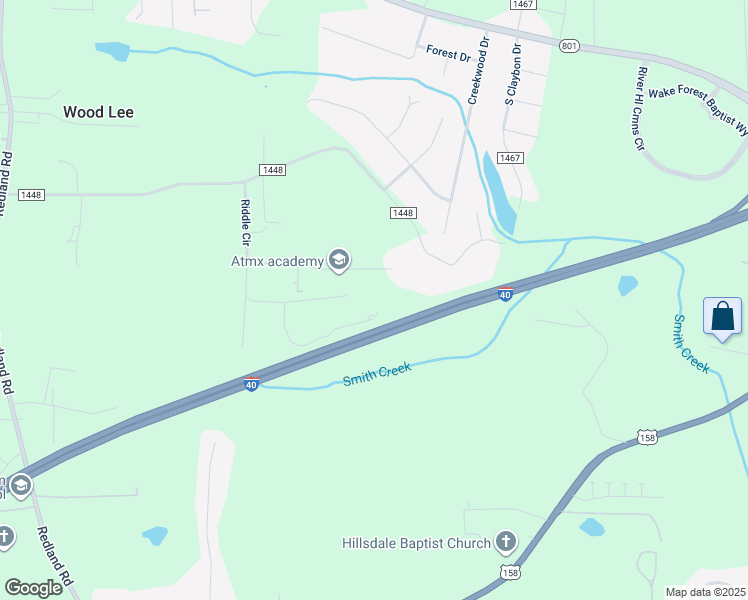 map of restaurants, bars, coffee shops, grocery stores, and more near 265 Riddle Circle in Advance