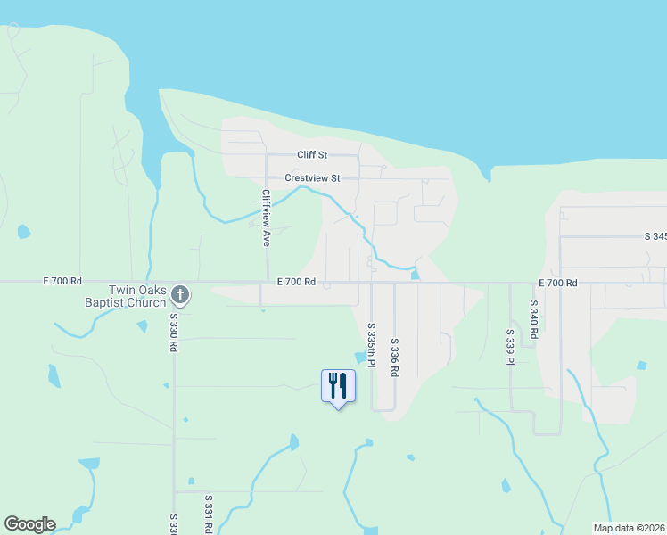 map of restaurants, bars, coffee shops, grocery stores, and more near 69968 South 334 Road in Wagoner