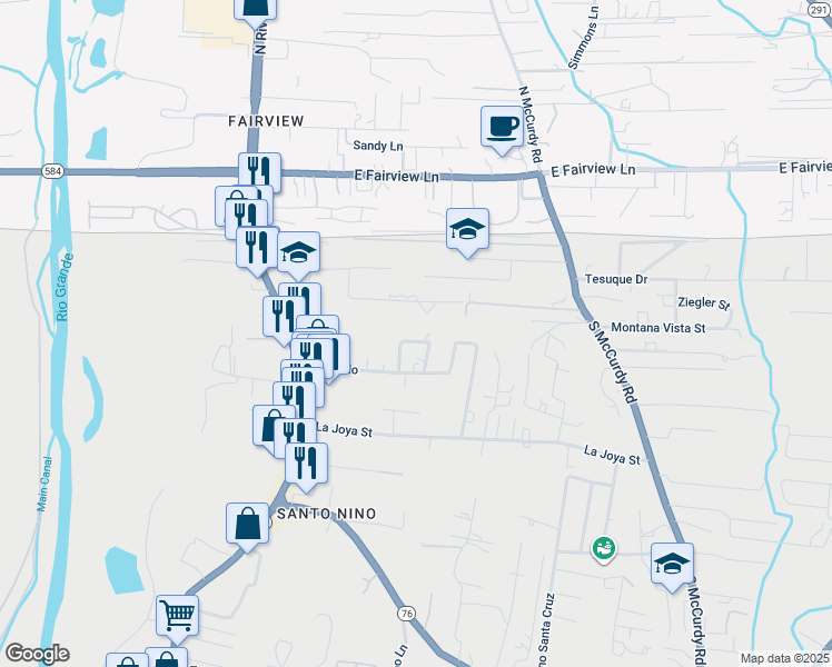 map of restaurants, bars, coffee shops, grocery stores, and more near 812 Ash Loop in Española