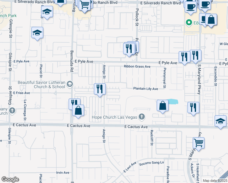 map of restaurants, bars, coffee shops, grocery stores, and more near 662 Columbia Pike Avenue in Las Vegas