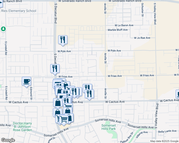 map of restaurants, bars, coffee shops, grocery stores, and more near 10262 Havasu Falls Street in Las Vegas