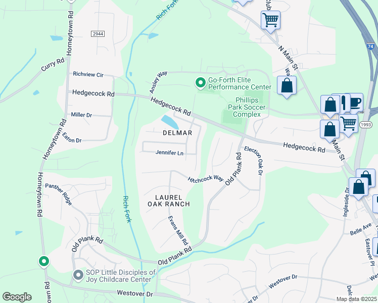 map of restaurants, bars, coffee shops, grocery stores, and more near 810 Jennifer Lane in High Point