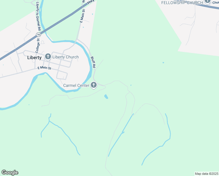 map of restaurants, bars, coffee shops, grocery stores, and more near 630 Bluff Road in Liberty
